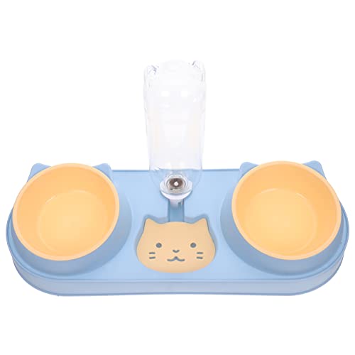 Mipcase Automatische Katzenfutterhäuse Doppelschüssel: Auto Katzenhund Wasser Trinken Doppelschale Schwerkraft Wasser Futterschalen Haustier Fütterungsschale Wasserspender für Welpenblau von Mipcase