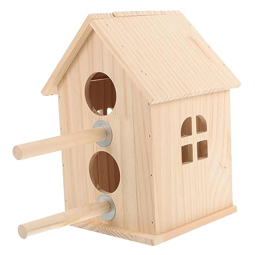 Mipcase Box Vogel Terrarium Papageienspielzeug Kleine Papageien Sittich Vogelzuchtbox Schlafnest Vogelnest Zuchtbox Haustier Holzfenster G5 Sittich-Nistkasten von Mipcase