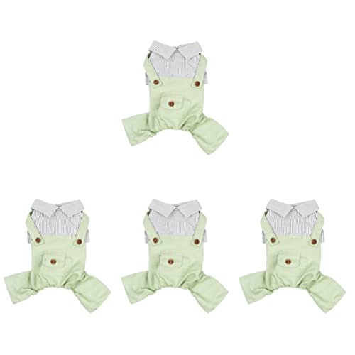Mipcase Für Kätzchen Kleidung Welpen Hunde Pullover Frühlingsstreifen Exquisites Dekoratives Grünes T-Shirt Kleines Kleidungsstück Sweatshirt Polyester Katzentücher Overalls von Mipcase