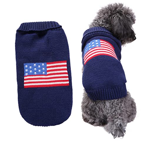 Mipcase Hundepullover Haustierkleidung Haustierkostüm Mit Amerikanischer Flagge Warme Hunde-Weihnachtspullover Modisch Für Outdoor-aktivitäten von Mipcase
