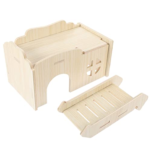 Mipcase Hamsterschloss Holzhaus - Meerschweinchennest Chinchilla Spielzeug Hamster Accessoire Kleintierunterstand Dekorativ von Mipcase