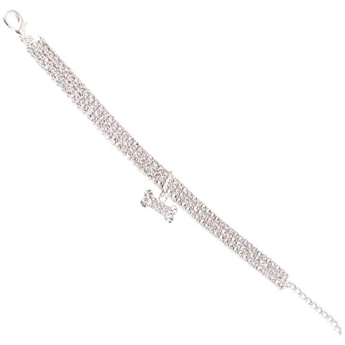 Mipcase Modisches Hundehalsband Mit Weißen Kristallen Verstellbare Schnalle Kette Mini- Strass Haustierbedarf Größe M von Mipcase