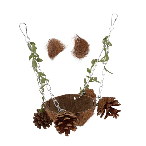 Mipcase Hängendes Kokosnuss Vogelhaus Für Papageien Und Kleintiere Natürliches Schlafnest Aus Kokosnussschale Für Zucht Und Spiel Spielzeug Für Vögel Und Nager von Mipcase