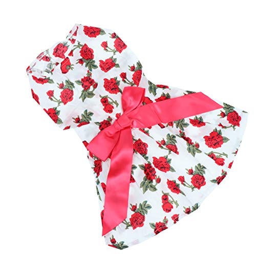 Mipcase Hundekleid Mit Schönem Blumendesign Und Schleife Ärmellos Bequem Und Stilvoll Weiß von Mipcase