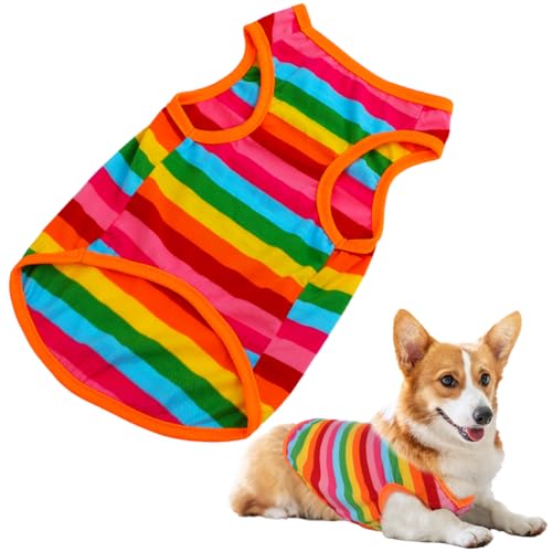 Mipcase Shirts für Hunde, Haustier-Shirt, Hundekleid, Sommerkleidung, Regenbogen-Tanktop für Hunde, Shirt für Katzen, Hunde, Weste, Sommer, Haustierkleidung, atmungsaktive Hundekleidung Mipcase Shirts für Hunde, Haustier-Shirt, Hundekleid, Sommerkleidung, Regenbogen-Tanktop für Hunde, Shirt für Katzen, Hunde, Weste, Sommer, Haustierkleidung, atmungsaktive Hundekleidung von Mipcase