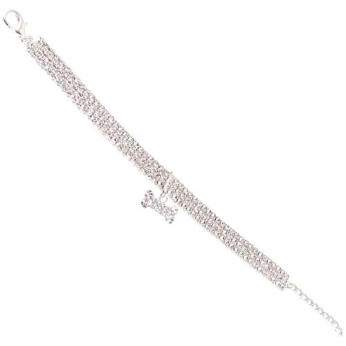 Mipcase Luxus Haustierhalsband Strass Haustier Hundehalsband Kristall Hundehalsband Haustierbedarf Verstellbare Schnalle Kette von Mipcase