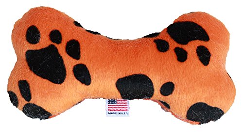 6" Plush Bone Dog Toy Orange Paw von Mirage Pet Products