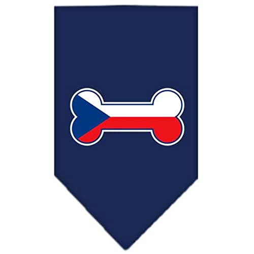 Mirage Hundehalstuch mit Knochenflagge, Tschechische Republik, Siebdruck, Größe S, Marineblau von Mirage Pet Products