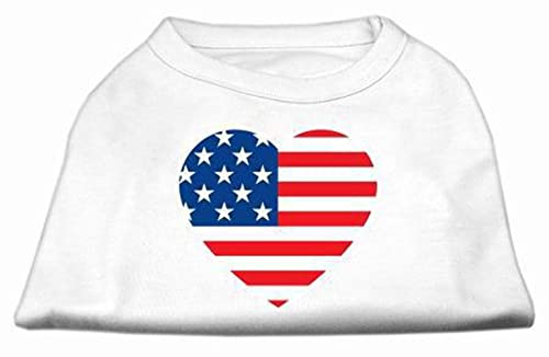 Mirage Hemd mit amerikanischer Flagge, Herzmotiv, Siebdruck, Größe XXL, Weiß von Mirage Pet Products