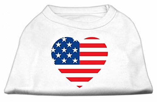 Mirage Hemd mit amerikanischer Flagge, Herzmotiv, Siebdruck, Größe S, Weiß Mirage Hemd mit amerikanischer Flagge, Herzmotiv, Siebdruck, Größe S, Weiß von Mirage Pet Products