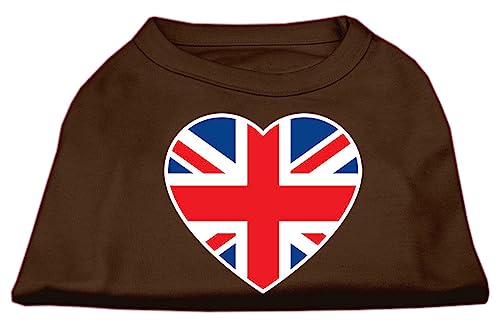 Mirage Hunde-Shirt, britische Flagge, Herz-Design, Siebdruck, Größe S, Braun von Mirage Pet Products