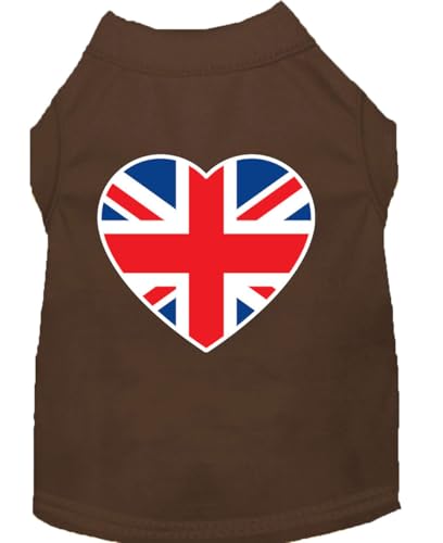 Mirage Hunde-Shirt, britische Flagge, Herz-Design, Siebdruck, Größe S, Braun von Mirage Pet Products