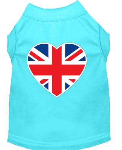 Mirage Hunde-Shirt, britische Flagge, Herz-Design, Siebdruck, Größe XL, Aqua von Mirage Pet Products