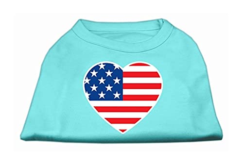 Mirage Hemd mit amerikanischer Flagge, Herzmotiv, Siebdruck, Größe S, Aqua von Mirage Pet Products