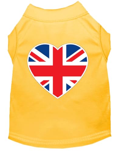 Mirage Hunde-Shirt, Motiv britische Flagge, Herz, Siebdruck, Größe M, Gelb von Mirage Pet Products