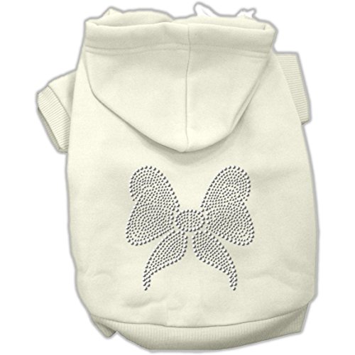 Mirage Kapuzenpullover mit Strasssteinen, Schleife, Größe XL, cremefarben von Mirage Pet Products