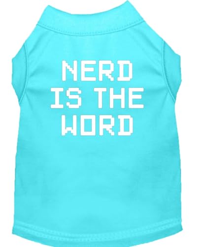 Mirage Nerd is The Word Hunde-Shirt, Siebdruck, Größe S, Aqua von Mirage Pet Products