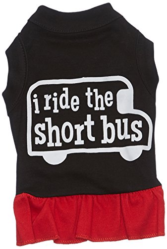 Mirage Pet Products 57-48 MDBKRD 12" I Ride The Short Bus Screen Print Dress Black with Red, Medium von Mirage Pet Products