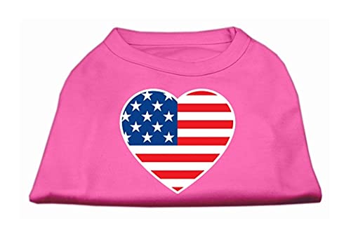 Mirage Pet Products American Flag Heart Siebdruck-Shirt, Größe M, Hellrosa von Mirage Pet Products