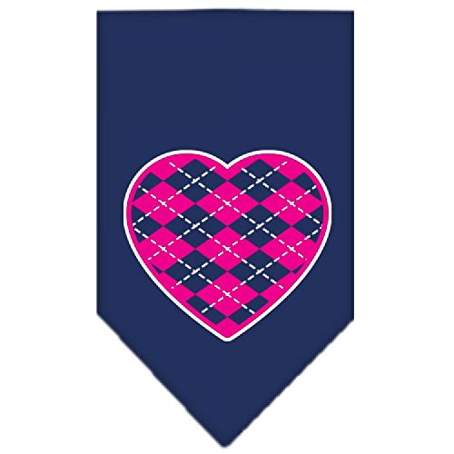 Mirage Pet Products Argyle Heart Pink Siebdruck Bandana für Haustiere, Größe S, Marineblau von Mirage Pet Products
