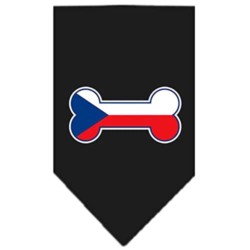 Halstuch für Haustiere und Hunde, Siebdruck, Motiv: Flagge der Tschechischen Republik, Größe L, Schwarz von Mirage Pet Products