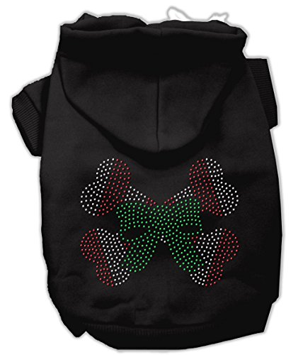 Mirage Pet Products-Candy Cane Kreuz Knochen Strass, Hoodie, XS, schwarz von Mirage Pet Products