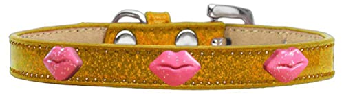 Mirage Pet Products Hundehalsband, glitzernde Lippen, Größe 16, goldfarben von Mirage Pet Products