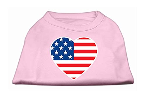 Mirage Hemd mit amerikanischer Flagge, Herz, Siebdruck, Größe XS, Hellrosa von Mirage Pet Products