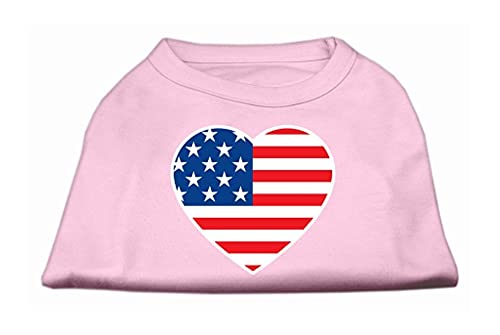 Mirage Hemd mit amerikanischer Flagge, Herz, Siebdruck, Größe XS, Hellrosa von Mirage Pet Products
