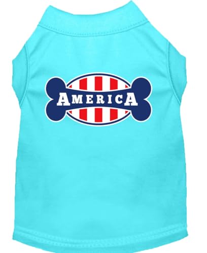 Mirage Bonely in America Hunde-Shirt, Siebdruck, Größe L, Aqua von Mirage Pet Products