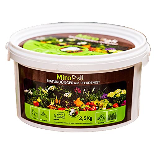 MIROPELL Premium Naturdünger Pferdedung Pellets 2,5 kg Eimer Langzeitdünger Tomaten Gurken Paprika von MiroPell