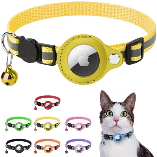 Bubble Cat Halsband für Airtag - Apple Airtag kompatibles Zubehör, Anti-Choke-Sicherheit für Katzen und Welpen, GPS nicht enthalten (Gelb) von MiruMiru