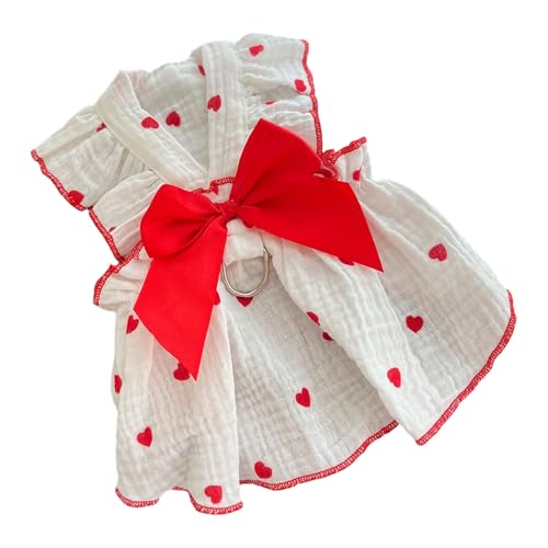 Hundekleid mit Frühlingsschleife, Prinzessinnen-Pullover für kleine und große Hunde, für drinnen und draußen, rotes Herz, Haustierkleid von Mirweon