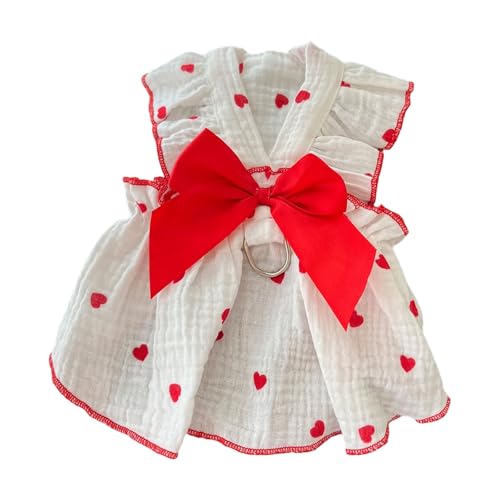 Hundekleid mit Frühlingsschleife, Prinzessinnen-Pullover für kleine und große Hunde, für drinnen und draußen, rotes Herz, Haustierkleid von Mirweon