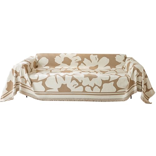 Mirweon Sofa-Decke mit Blumenmuster, staubdicht, waschbar, Chenille-Kissen mit Quasten-Dekorationen von Mirweon
