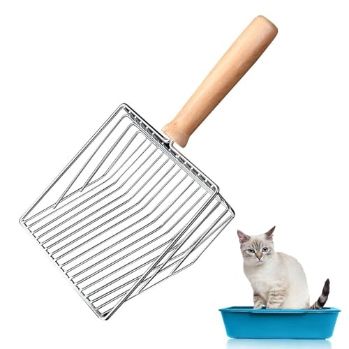 MisFun Katzenklo Schaufel, Katzenstreuschaufel aus Metall, Katzenschaufel, Cat Litter Scoop, Streuschaufel Katzenklo, Siebschaufel, mit Handlichem Griff, für Haustier Hunde Kätzchen(Silber) von MisFun