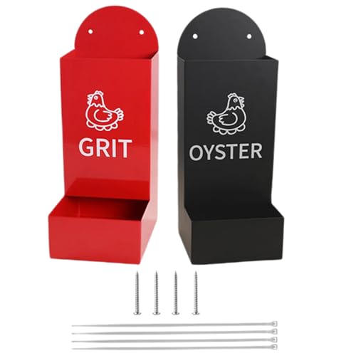 Hühnerfutterautomat Aus Austernschalen Und Gritfutterautomat Aus Metall, Automatisches, Robustes Metall-Hängedesign Für Einfachen Futterzugriff, 2er-Set, Geflügelfütterungszubehör von Misaakoeq