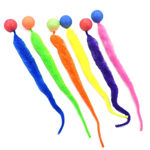 Misaakoeq Katzenballspielzeug,Katzen-Hüpfball mit Schwanz | 6 Stück Katzenschwanzspielzeug Interaktiver Katzenspielzeugball | Innovatives, neuartiges Cat Chaser Toy Fuzzy Worm Bouncy Balls für die Misaakoeq Katzenballspielzeug,Katzen-Hüpfball mit Schwanz | 6 Stück Katzenschwanzspielzeug Interaktiver Katzenspielzeugball | Innovatives, neuartiges Cat Chaser Toy Fuzzy Worm Bouncy Balls für die von Misaakoeq