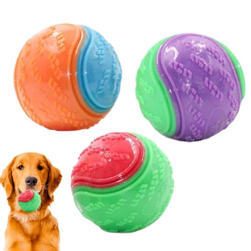 Misaakoeq Quietschball Für Hunde, Hundespielzeug, Zahnreinigung, Kauspielzeug Für Welpen, Verbesserte, Langlebige Und Robuste Welpenbälle, Schöne, Neue, Erstaunliche Und Langlebige Quietschkugeln von Misaakoeq