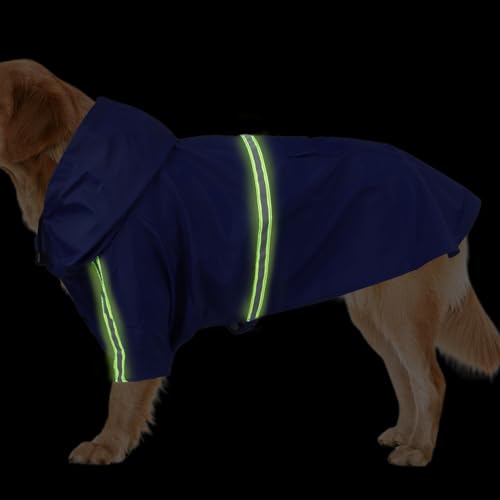 Misaakoeq Regenponcho für Hunde, wasserdicht, reflektierender Streifen, verstellbarer Kapuzenmantel mit reflektierendem Streifen, hohe Sichtbarkeit, atmungsaktive Kleidung für Spaziergänge Misaakoeq Regenponcho für Hunde, wasserdicht, reflektierender Streifen, verstellbarer Kapuzenmantel mit reflektierendem Streifen, hohe Sichtbarkeit, atmungsaktive Kleidung für Spaziergänge von Misaakoeq