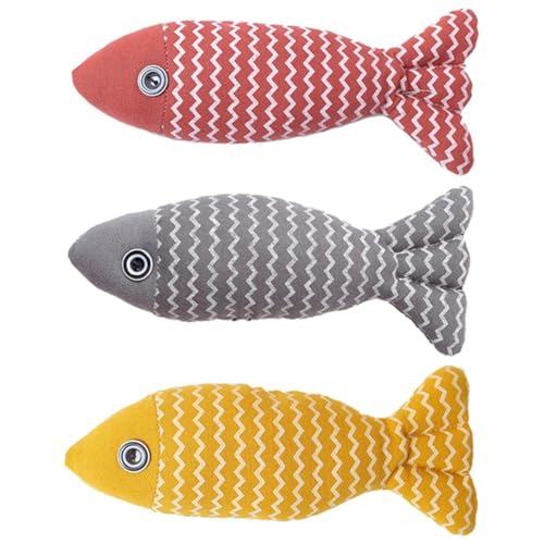 Misamo Katzenspielzeug Fisch, Katzenminze-Spielzeug, Haustierspielzeug für Gelangweilte Erwachsene Hauskatzen, 3er-Pack von Misamo