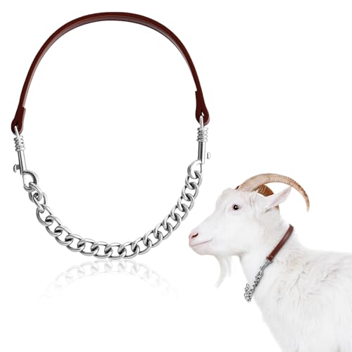 Misdary 1 x Ziegenhalsband, verstellbar, Eisen, Ziegenkette, Halfter 35,6 - 61 cm, lang, für Schaf, Pferd, Hund, Kuh, Kalb, Bauernhof, Tierbedarf, Zubehör, Tierliebhaber, Geschenk (braun) von Misdary