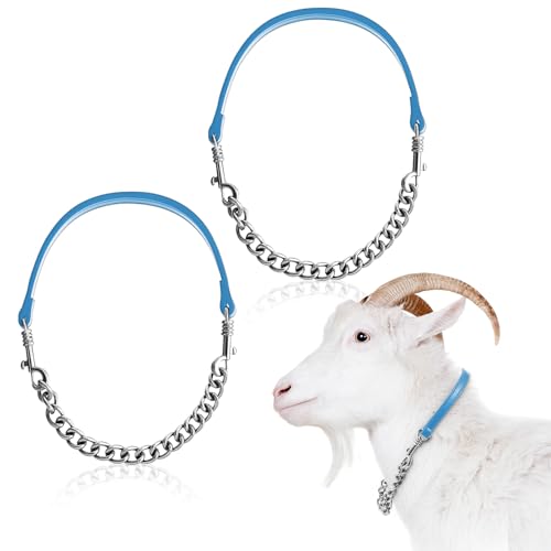 Misdary Ziegenhalsband, verstellbar, aus Eisen, 35,6 - 61 cm, lang, für Schaf, Pferd, Hund, Kuh, Kalb, Bauernhof, Tierbedarf, Zubehör, Tierliebhaber, Geschenk, 2 Stück (blau) von Misdary