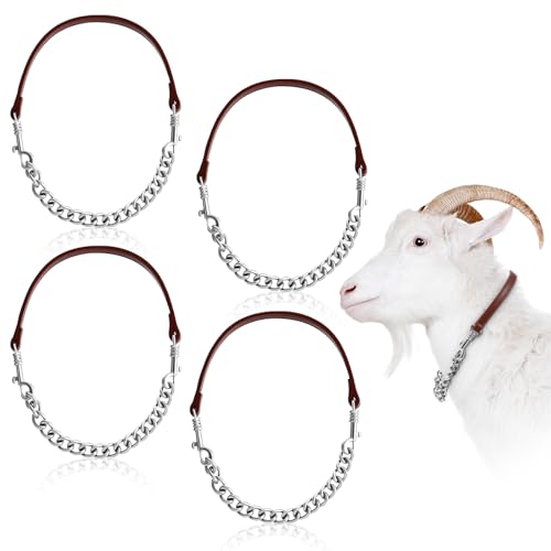 Misdary Ziegenhalsband, verstellbar, aus Eisen, 35,6 - 61 cm, lang, für Schaf, Pferd, Hund, Kuh, Kalb, Bauernhof, Tierbedarf, Zubehör, Tierliebhaber, Geschenk, 4 Stück (braun) von Misdary