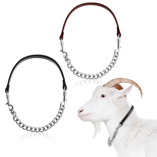 Misdary Ziegenhalsband, verstellbar, aus Eisen, 35,6 - 61 cm lang, für Schaf, Pferd, Hund, Kuh, Kalb, Bauernhof, Tierbedarf, Zubehör, Tierliebhaber, Geschenk (35,6 cm, Schwarz, Braun) von Misdary
