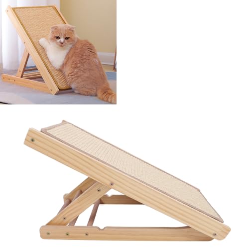 Sisal Cat Scratcher,Adjustable Height Furniture Protector,Veritical Scratching Board,Solid Wooden Cat Furniture von Miskall