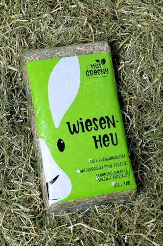 Miss Greeny - 1kg Hochwertiges Bergwiesenheu aus Deutschen Gründlandregionen - Verpackt in 1kg Beuteln von Miss Greeny