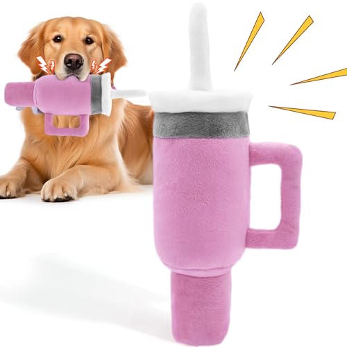 Hundebecher aus Plüsch, Becher Hundespielzeug mit Griff und Strohhalm, Kauen Sie Interaktives Hundespielzeug, Langlebiges Kauspielzeug aus Plüsch und Zahnen für Großer Mittlerer Hund Hundebecher aus Plüsch, Becher Hundespielzeug mit Griff und Strohhalm, Kauen Sie Interaktives Hundespielzeug, Langlebiges Kauspielzeug aus Plüsch und Zahnen für Großer Mittlerer Hund von Missmisq