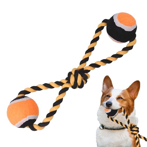 Missmisq Beißspielzeug für Welpen, Seilspielzeug für Hunde - Zahnreinigungsspielzeug | Baumwollseil-Spielzeug mit 2 Bällen, Seil-Hundespielzeug zum Zahnen, Indoor- und Outdoor-Spaß für kleine, von Missmisq