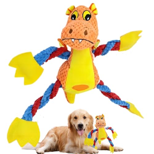 Missmisq Quietschendes Plüsch-Hundespielzeug, Plüsch-Kauspielzeug für Hunde,Beruhigendes Spielzeug aus Plüsch in Drachenform mit Quietschfunktion - Beißendes Kauspielzeug aus Plüschmaterial für Missmisq Quietschendes Plüsch-Hundespielzeug, Plüsch-Kauspielzeug für Hunde,Beruhigendes Spielzeug aus Plüsch in Drachenform mit Quietschfunktion - Beißendes Kauspielzeug aus Plüschmaterial für von Missmisq